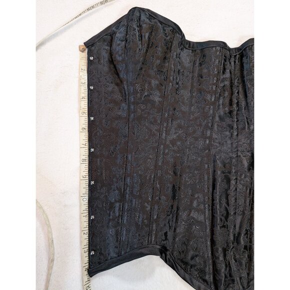 Black Rose and Dragon Brocade boned and laced corset size M-L - Picture 8 of 9